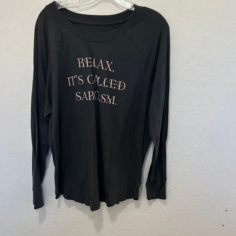 Torrid Black Graphic Long Sleeve Relax funny Sarcasm Tee plus 2X soft humor gift
